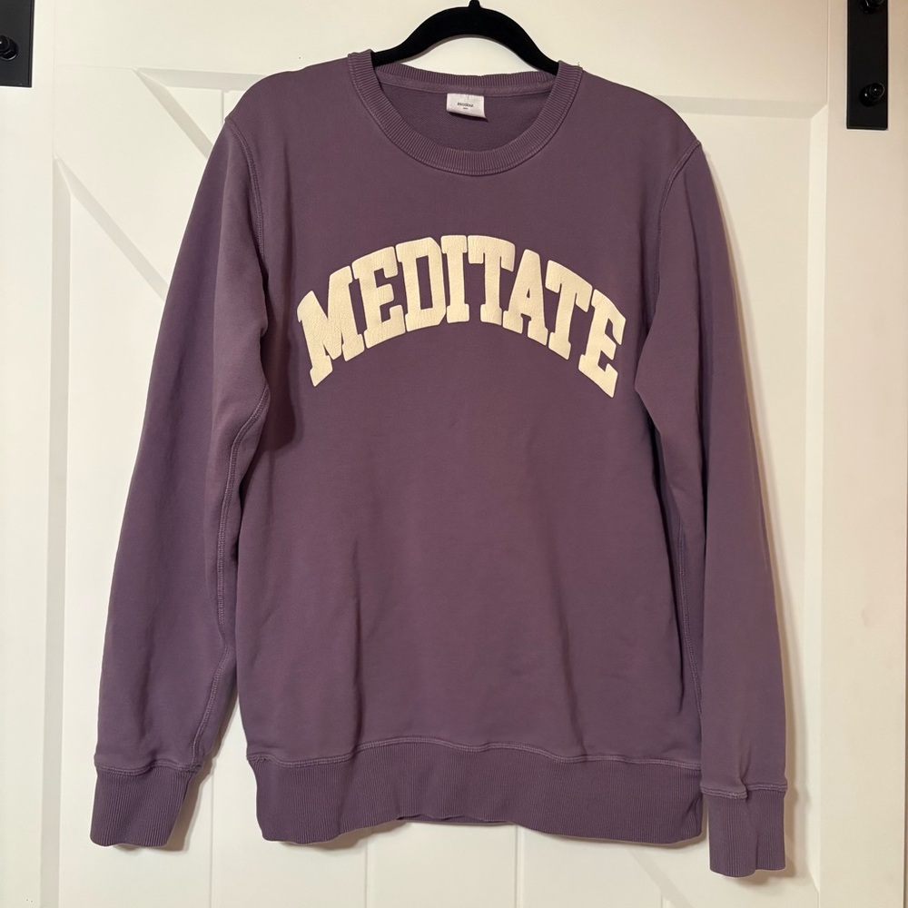 Meditate Sweatshirt Purple Crewneck Medium